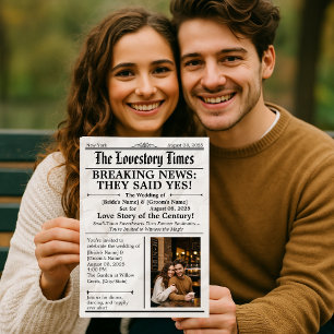 Modern Photo Wedding Invitation – Newspaper Style