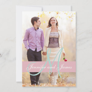 Modern Photo Wedding Invitation   Pink Mint Green
