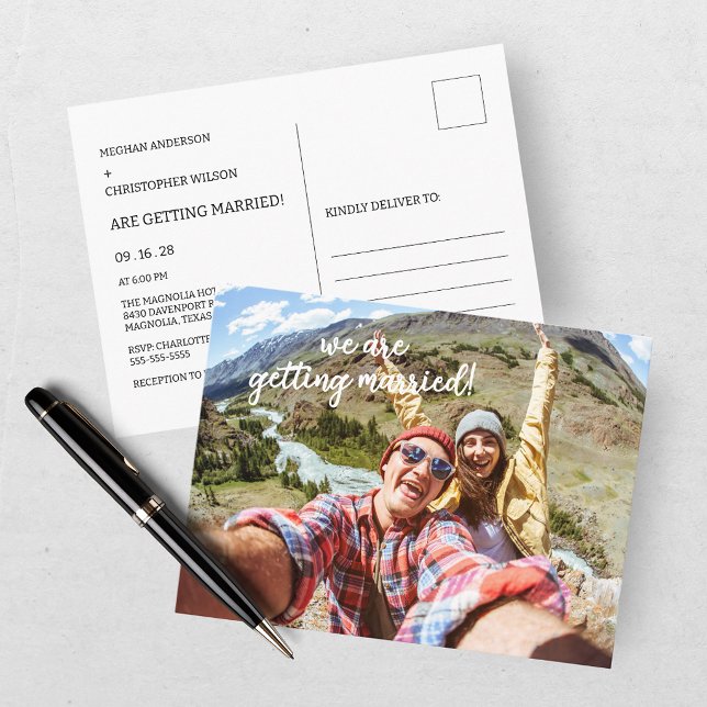 Modern Photo Wedding Invitation Postcard (Creator Uploaded)