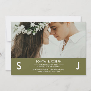 Modern Photo Wedding Invitation with Initials