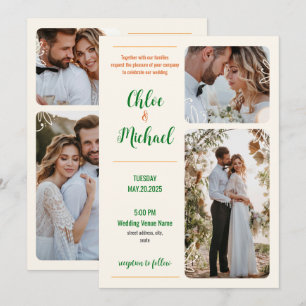 Modern Photo Wedding Invitation with QR Code