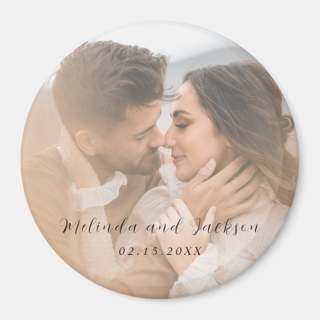 Modern Photo Wedding Magnet (Front)
