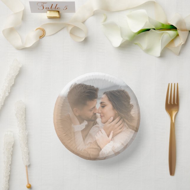 Modern Photo Wedding Paper Plate (Wedding)