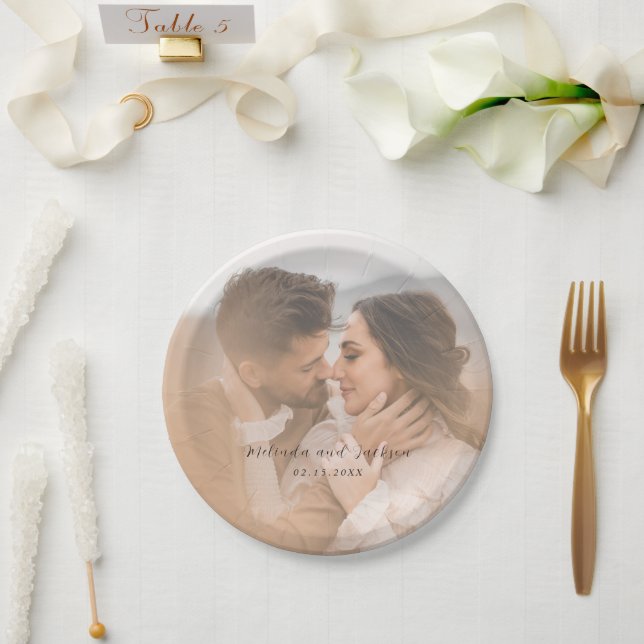Modern Photo Wedding Paper Plate (Wedding)