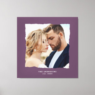 Modern photo wedding personalised est. in canvas print