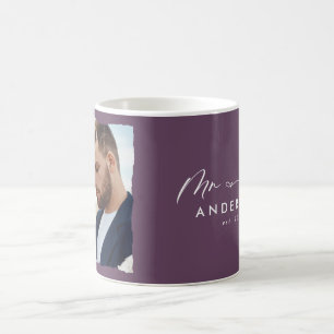 Modern photo wedding personalised Mr and Mrs Coffee Mug