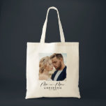 Modern photo wedding personalised mr and mrs tote bag<br><div class="desc">Modern simple torn edges burgundy effect photo wedding personalised mr and mrs</div>