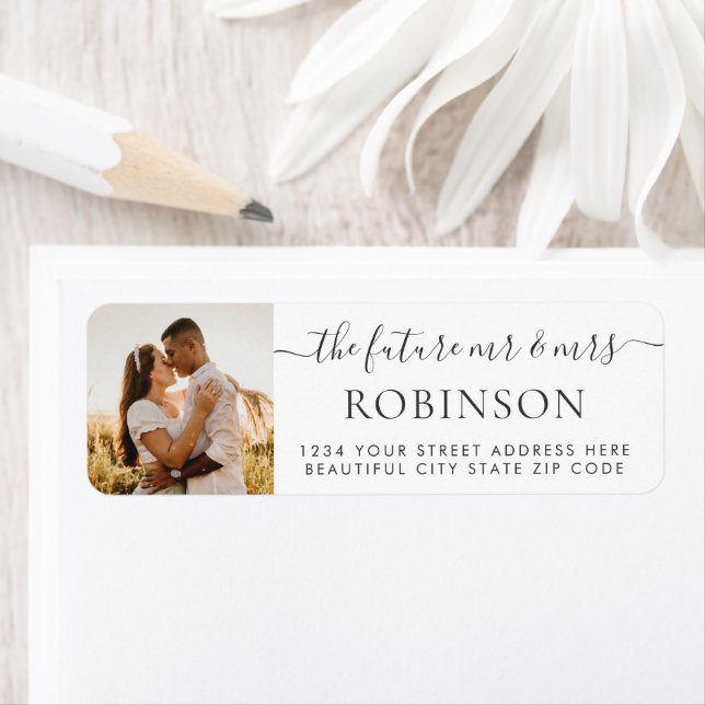 Modern Photo Wedding Return Address Label (Insitu)
