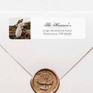 Modern Photo Wedding Return Address   White