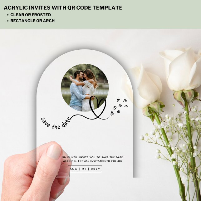 Modern PHOTO Wedding Save Date Minimalist Bold  Acrylic Invitations (Creator Uploaded)
