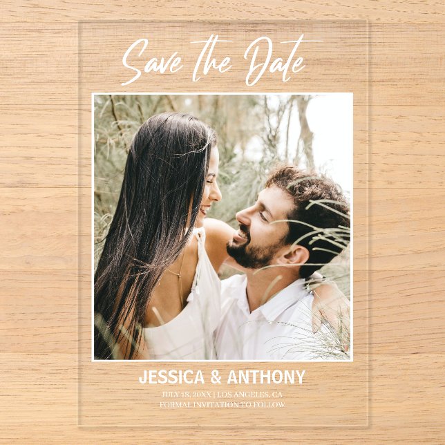 Modern Photo Wedding Save The Date Acrylic Invitations (Front)