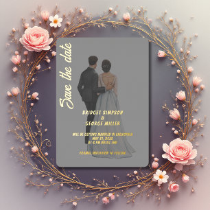 modern Photo wedding save the date Foil Invitation