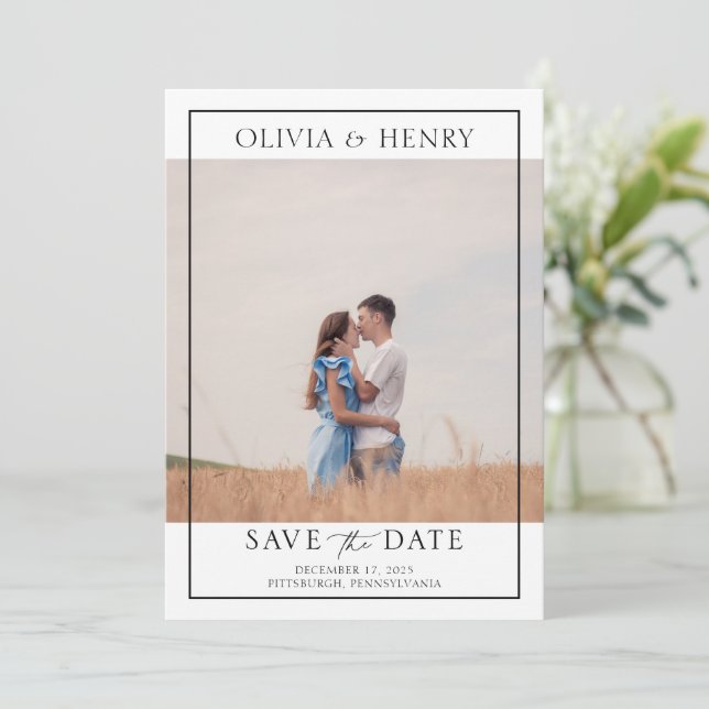 Modern Photo Wedding Save the Date Invitation (Standing Front)