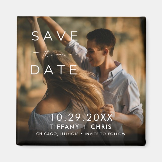 Modern Photo Wedding Save the Date Magnet (Front)