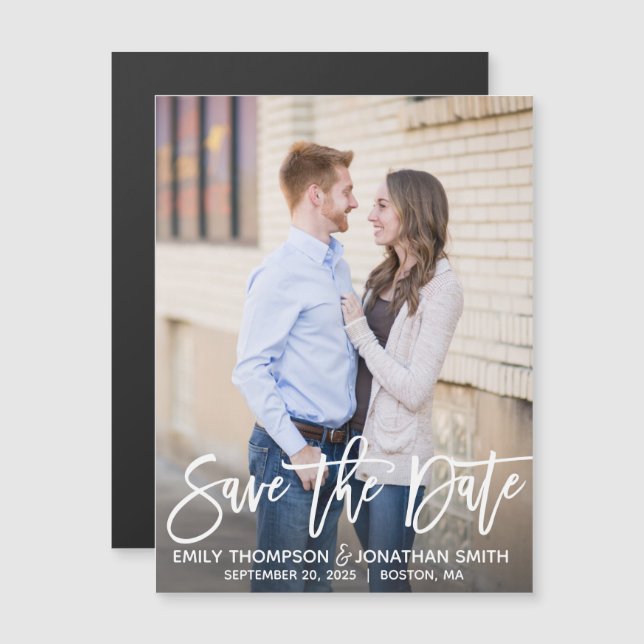 Modern Photo Wedding Save The Date Magnets (Front/Back)
