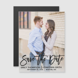 Modern Photo Wedding Save The Date Magnets Black