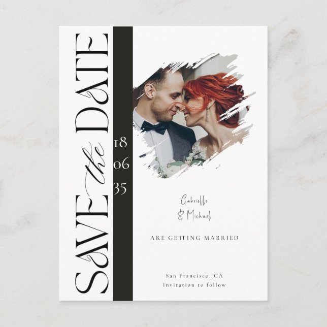 Modern Photo Wedding Save the Date Postcard (Front)
