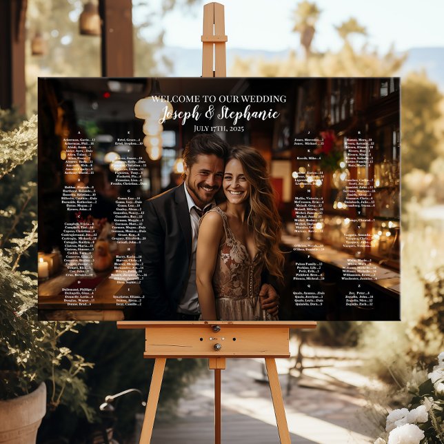Modern photo wedding seating chart alphabetical canvas print (Creator Uploaded)