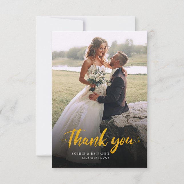 Modern Photo Wedding Thank You Card (Front)