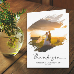 Modern Photo Wedding Thank You Folded Card