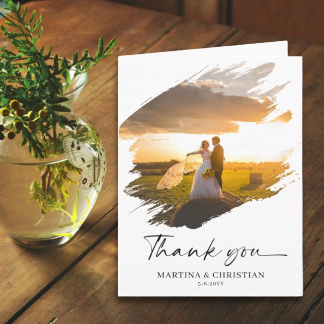 Modern Photo Wedding Thank You Folded Card (Creator Uploaded)