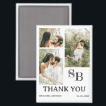 Modern Photo Wedding Thank You Magnet<br><div class="desc">Introducing the Modern Photo Wedding Thank You Magnet, a stylish and thoughtful way to express your gratitude to guests after your wedding. This magnet features a three-photo template, allowing you to showcase your favourite wedding day memories in a sleek and modern layout. The magnet also includes a customisable monogram and...</div>