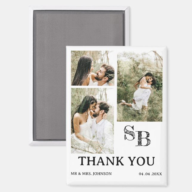 Modern Photo Wedding Thank You Magnet (Front/Back)