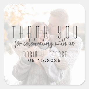 Modern Photo Wedding Thank You Sticker