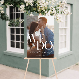 Modern Photo Wedding We Do Acrylic Welcome Sign