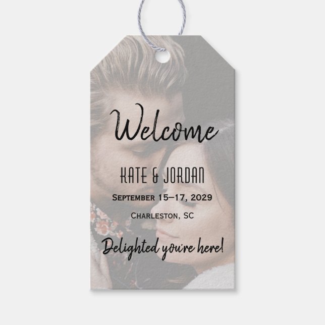 Modern Photo Wedding Welcome Bag Tag (Front)