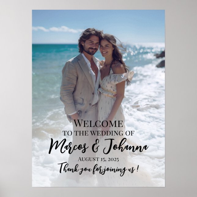 Modern photo wedding welcome sign (Front)