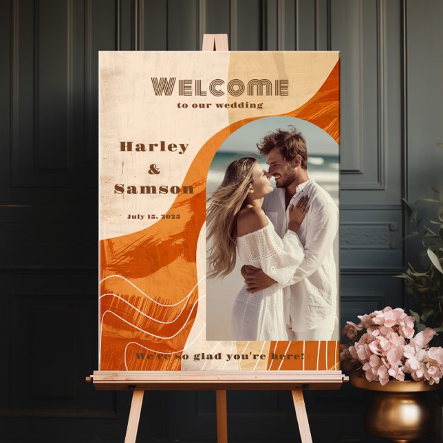 Modern photo wedding welcome sign retro arch desig (Creator Uploaded)