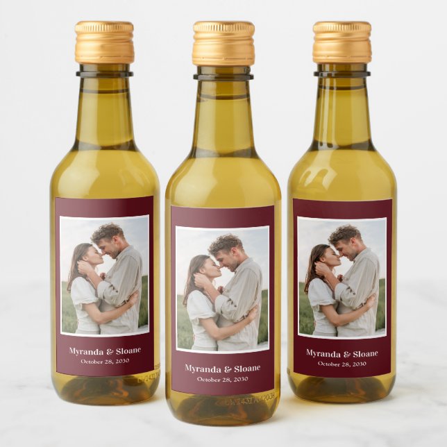 Modern Photo Wedding Wine Label (Bottles)