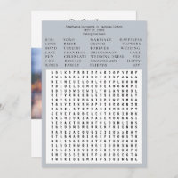 Modern Photo Wedding Word Search Save the Date- La