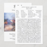 Modern Photo Wedding Word Search Save the Date- Wh
