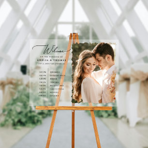 Modern Photo Welcome and Timeline Acrylic Sign