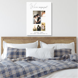 Modern Photo We're Engaged Engagement Canvas Print