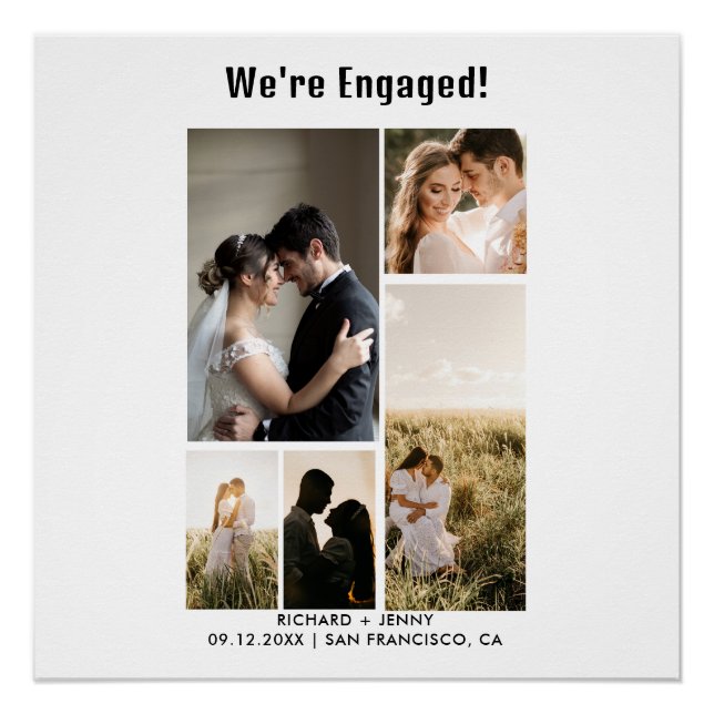 Modern Photo We're Engaged Engagement  Poster (Front)