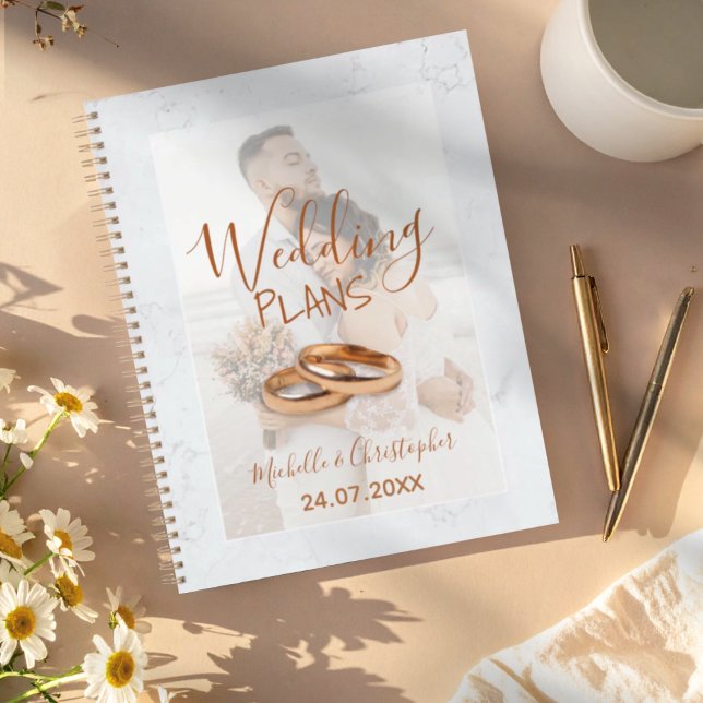 Modern Photo White & Gold Wedding Plans Planner (Creator Uploaded)