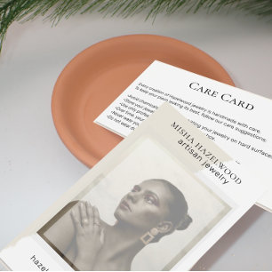 Modern Photo White Handmade Jewellery Care Card