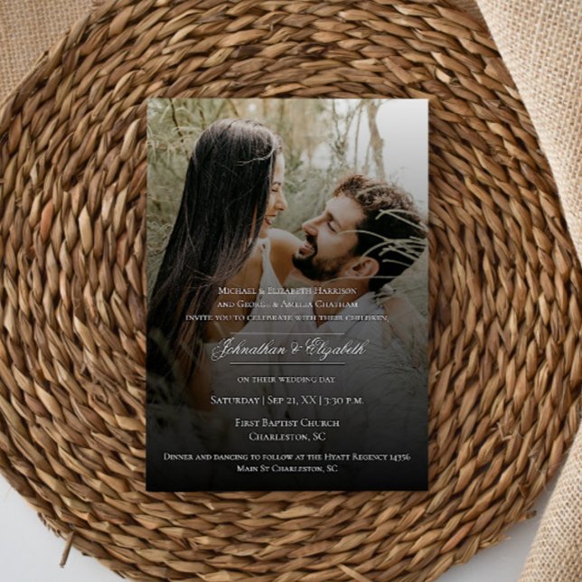 Modern Photo with Black Overlay Wedding Invitation (Modern Photo with Black Overlay Wedding Invitation)
