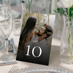 Modern Photo with Black Overlay Wedding Table Number