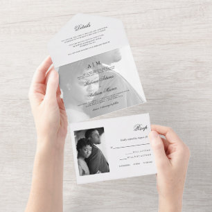 Modern Photo with Overlay Wedding All In One Invitation
