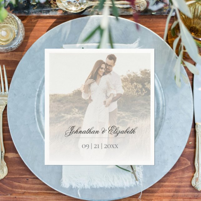 Modern Photo with Overlay Wedding Napkin (Modern Photo and Overlay Wedding Napkins)