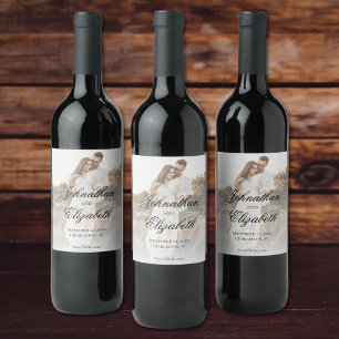 Modern Photo with Overlay Wedding Wine Label
