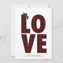 Modern Photo Xmas Buffalo Plaid LOVE