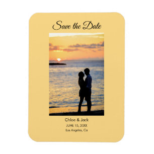 Modern Photo Yellow Orange Save The Date Magnet