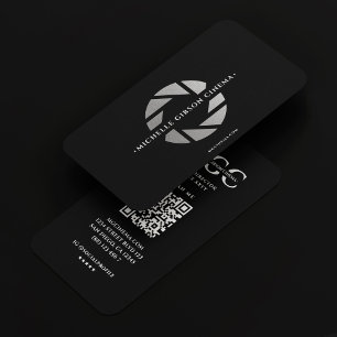 Modern Photographer Black Silver Camera Lens   Business Card