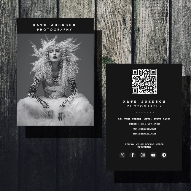 Modern Photographer Black & White Photography  Business Card (Modern Photographer Black & White Photography Business Card)