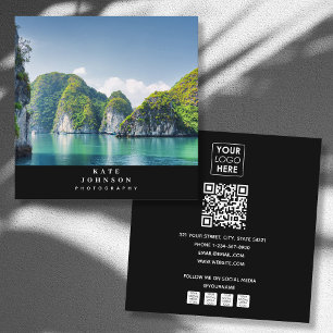 Modern Photographer Logo QR Code Social Media Square Business Card